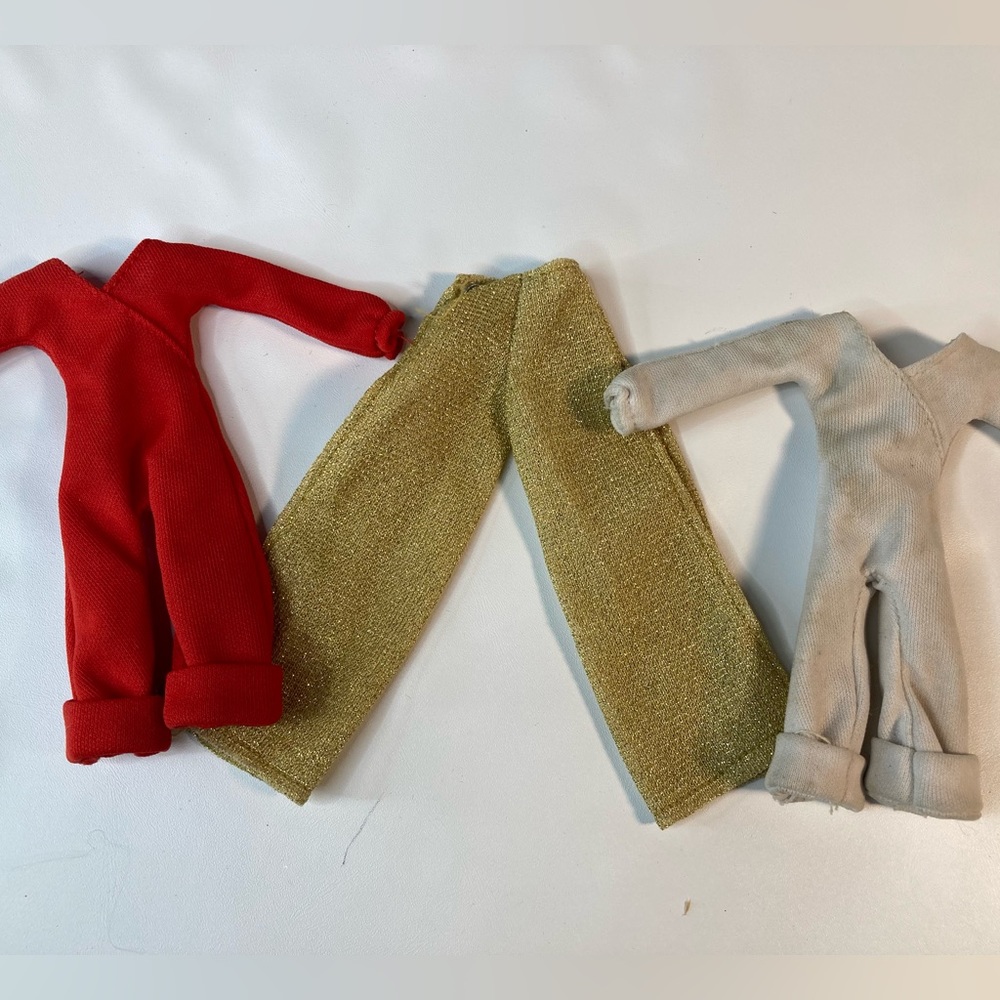 HASBRO CHARLIE'S ANGELS DOLL CLOTHES PANTS GOLDEN GODDESS. Two jumpsuits